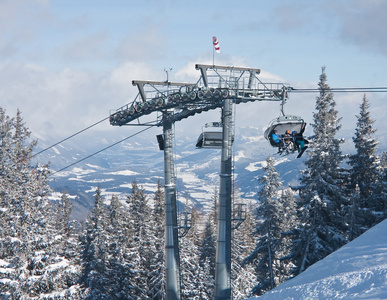 滑雪胜地schladming。 奥地利