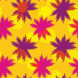 热带夏季菠萝棕榈叶图案