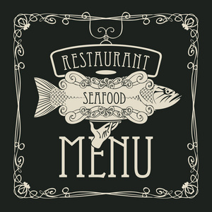 用手 托盘和鱼海鲜餐厅菜单