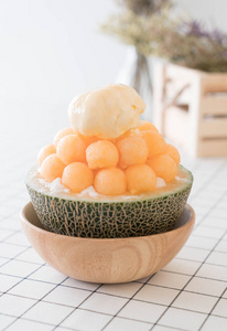 蜜瓜冰淇淋冰瓜 bingsu,著名韩国冰淇淋蜜瓜冰淇淋冰淇淋
