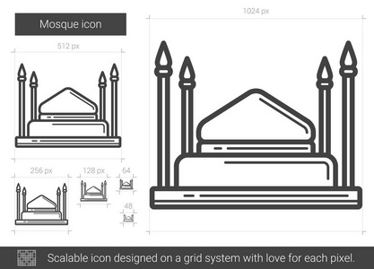 清真寺线图标