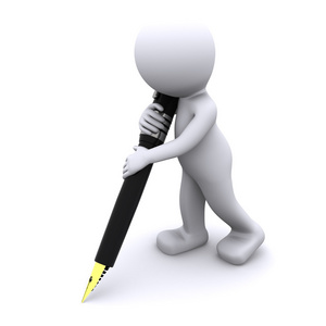 3d 字符,用巨大的笔写字照片