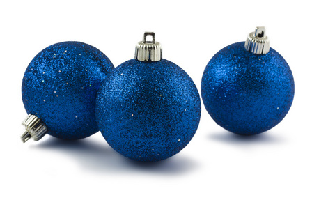 三个蓝色的圣诞小玩意