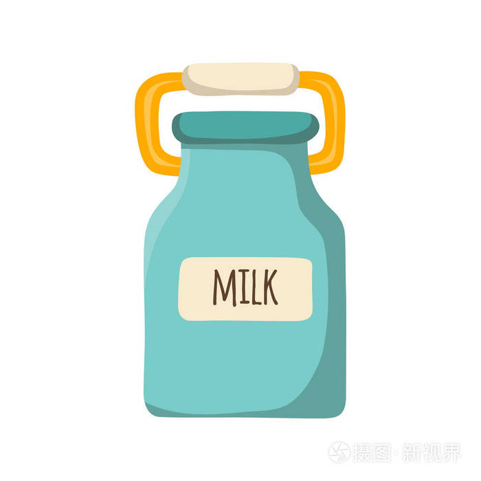 矢量卡通牛奶瓶和玻璃