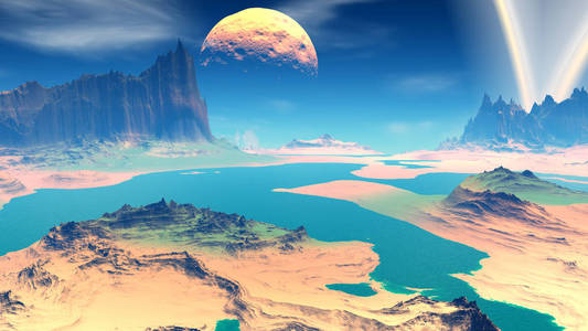 幻想外星人的星球3d渲染