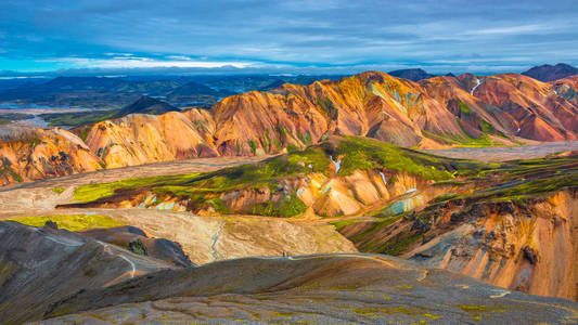 美丽多彩的火山山脉 Landmannalaugar 在冰岛