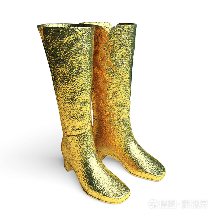 孤立金色女高靴子