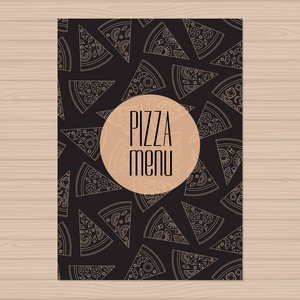 披萨菜单设计。A4 大小的布局模板。封面的餐厅宣传册与现代线条图形。矢量图