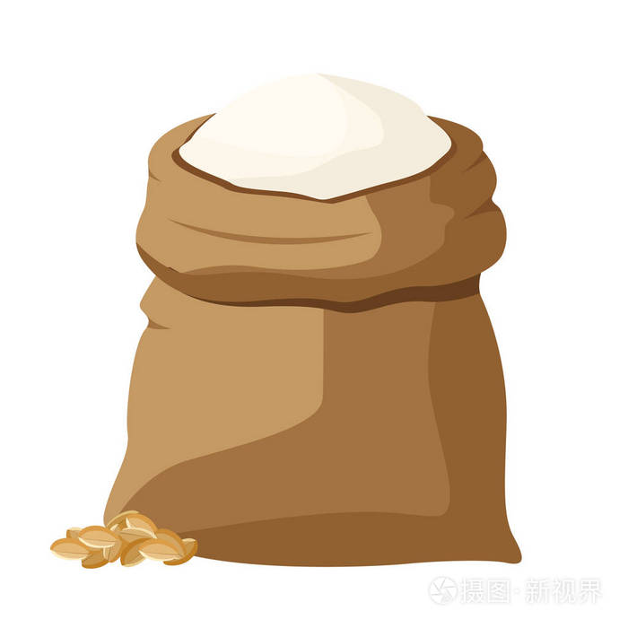 一袋面粉和一把铲子小麦的麦穗矢量图