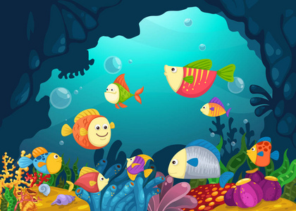 海洋水下背景下的插图海上生活卡通空白符号德尼亚阿利坎特 marineta