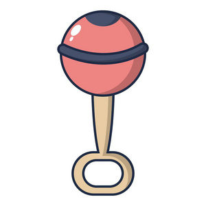 婴儿摇铃图标,卡通风格照片