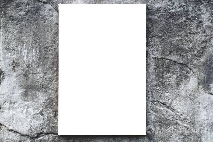 垂直的白色空空白画布或市混凝土墙板样机