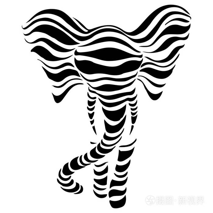 大象的抽象剪影
