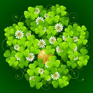 四叶草以quatrefil的形状滑行马蹄铁形和黑色石头上三叶草可爱的卡通