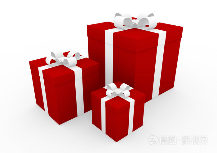 3d红白色礼品盒