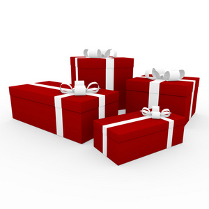 3d 红白色礼品盒