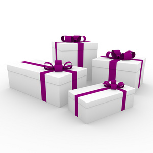 3d 紫色粉红色白色礼品盒
