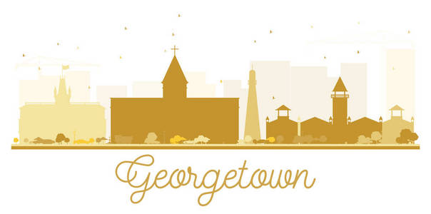 乔治敦大学城市天际线金色剪影图片