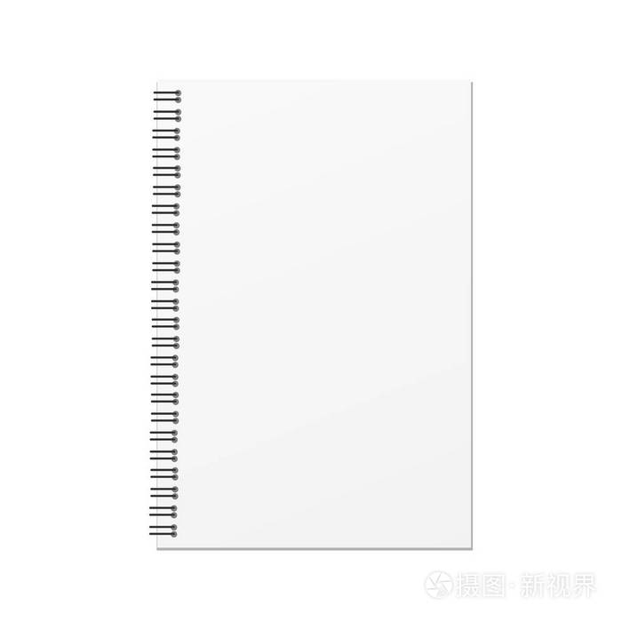 白色背景上的矢量空白笔记本模板
