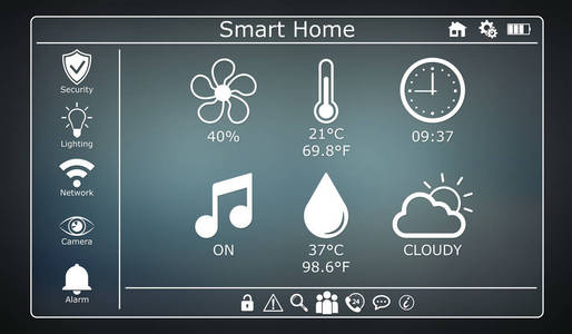 3d 渲染现代数字智能住宅接口