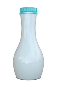 白色塑料瓶，优雅，蓝色瓶盖
