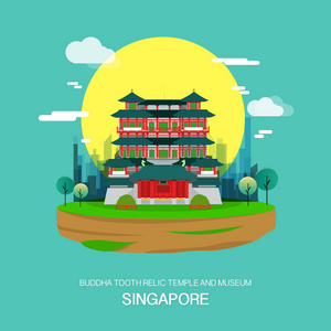 Singapore.vecto 佛牙舍利寺和博物馆地标