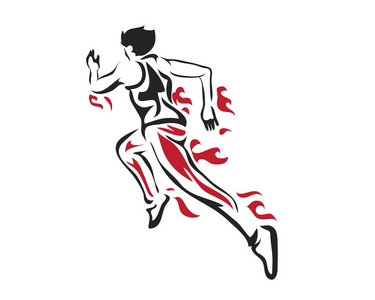 在行动的标志-火转轮现代热爱跑步剪影照片