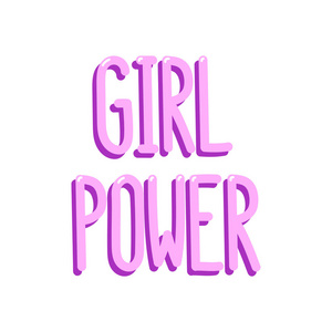 粉红色的题字Girl power白色背景上