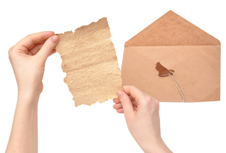 个性花纹打开信封,封口破损照片