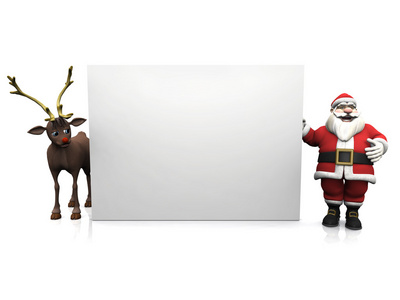 托恩圣诞老人和驯鹿有很大的空白标志。