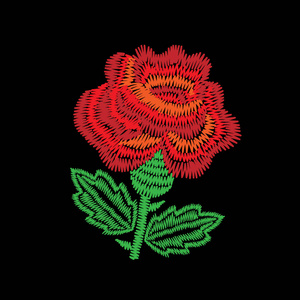 刺绣针仿一个大红色的玫瑰