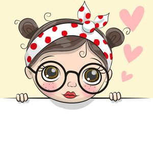 贺卡可爱的卡通女孩照片