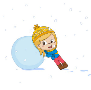 孩子在玩 snow.vector 和插图