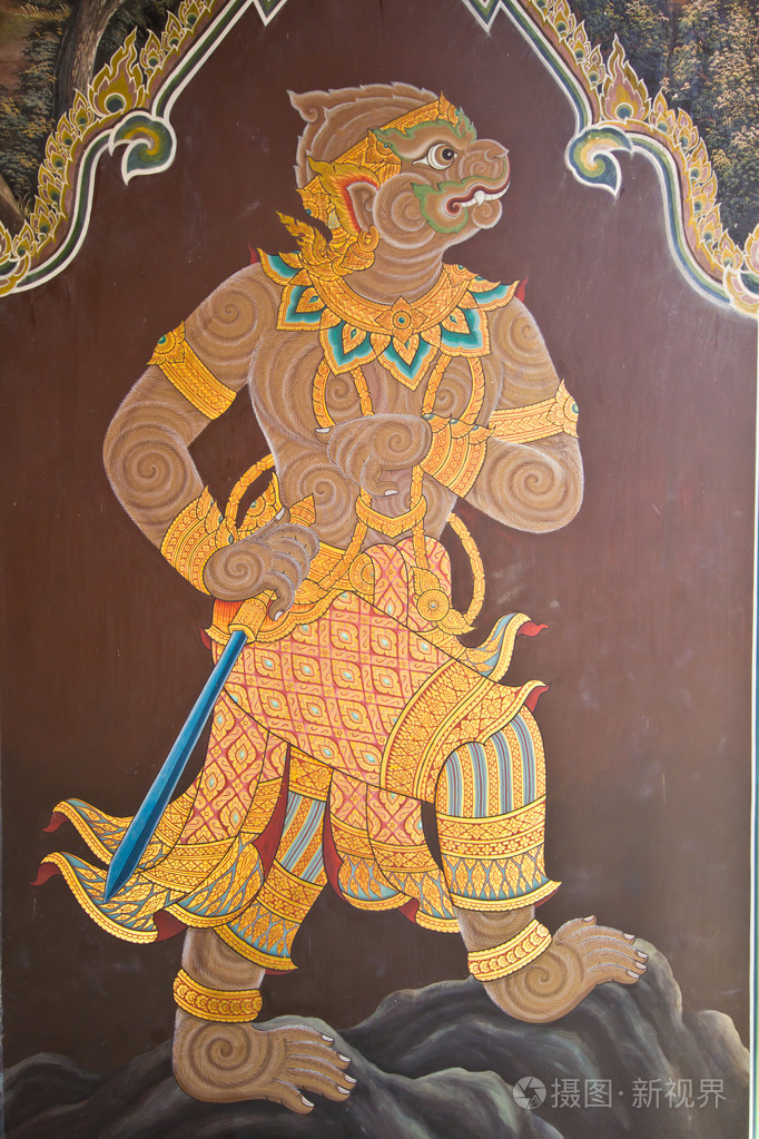 寺庙墙上的泰国艺术绘画