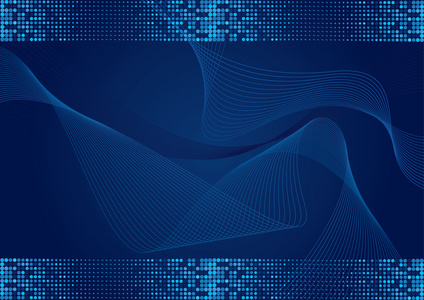 简洁蓝色科技商务背景深蓝色波状背景,半色调效果照片