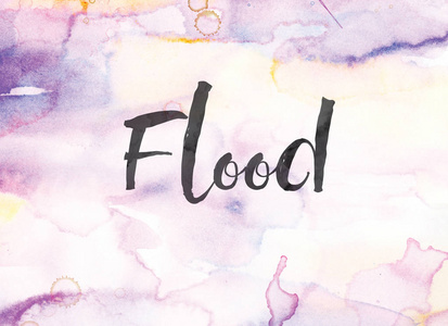 洪水概念水彩和水墨图片