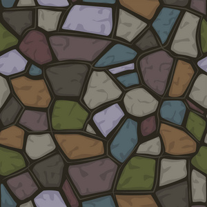 卡通石头地板可爱卡通彩色石头无缝背景,纹理模式 set6照片