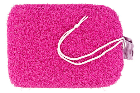 白色分离的粉红色椭圆形浴海绵