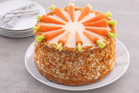 达特结冰板与美味胡萝卜蛋糕照片
