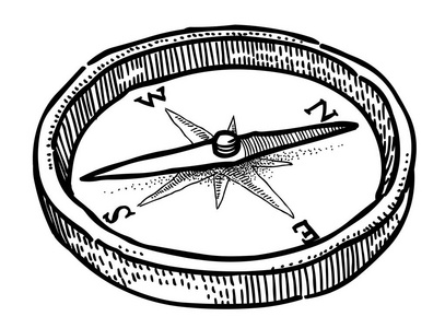 卡通形象的罗盘图标。建筑符号