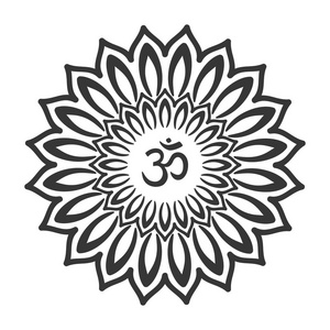 om 符号与手工绘制的曼荼罗照片