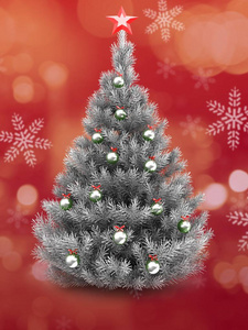 三维图的银色圣诞树