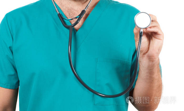 医生用听诊器在手中