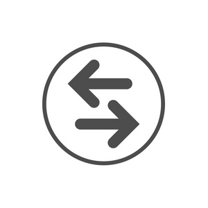 两个黑色圈上白色孤立相反水平箭头照片