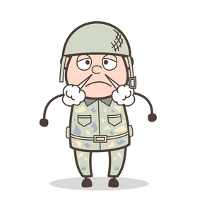 印度军队卡通侵略性的军队人表达矢量图照片