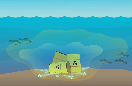 为主题的海洋污染放射性废物的概念图照片