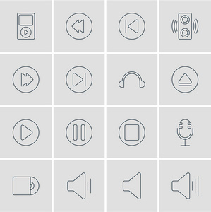 矢量图的 16 旋律图标。可编辑包的扭转，扬声器，前面和其他元素