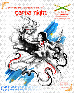 情侣在迪斯科为十节的印度加尔巴夜海报玩 Dandiya