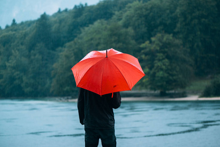 小红伞的人考虑上雨