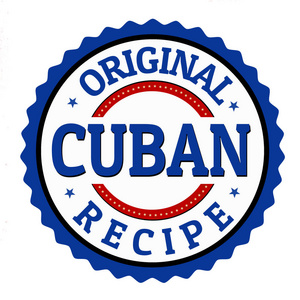 原始的古巴食谱标签或贴纸